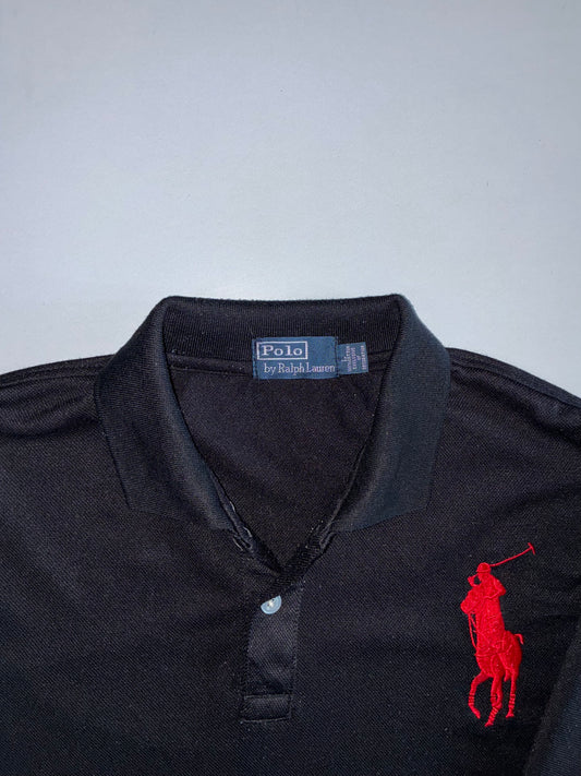 Polo Ralph Lauren Big Pony Long Sleeve Polo Shirt — Black with Red Embroidery (XL)