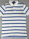 Polo Ralph Lauren Custom Fit Striped Polo – White & Royal Blue (M)