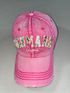Robin Ruth Denmark Original Distressed Pink Cap with Floral Lettering (Adjustable)
