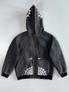 Lurking Class by Sketchy Tank | Spiderweb Print Zip-Up Hooded Work Jacket (M/L)
