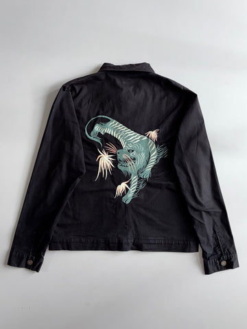 Weekday | Tiger Embroidered Black Zip  Embroidered Jacket (M)