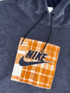 Nike Fleece Hoodie with Plaid Patch Logo – Black/Rust Plaid (XL)