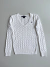 Ralph Lauren Sport Cable-Knit V-Neck Sweater – White woman’s(xs/s)