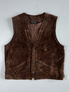 Melange Brown Suede V-Neck Vest (XL)