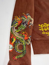 Ed Hardy Dragon Zip-Up Hoodie Brown Fuzzy Lined (S)