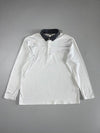 Adidas White Long Sleeve Polo, Heather Grey Collar (2XL)