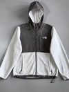 The North Face Denali Fleece Jacket White Grey Polartec Recycled Hooded (M)
