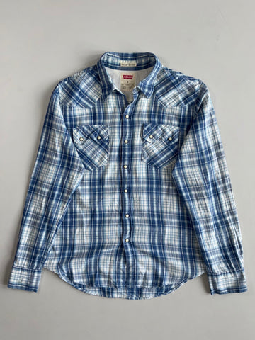 Levi’s | Blue Plaid Western Snap Button Shirt(L)