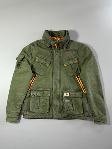 Superdry JPN Military Field Jacket – Olive Sherpa-Lined Multi-Pocket (L)