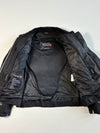 Moto One Italian-Design Textile Motorcycle Jacket Black with White Piping, Removable Mesh Liner Padded (XS)