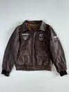 Air Combat Command” Military Patch Leather Jacket (M)