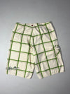 Vintage Quiksilver Cream Green Plaid Board Shorts (W:32) (L:24)
