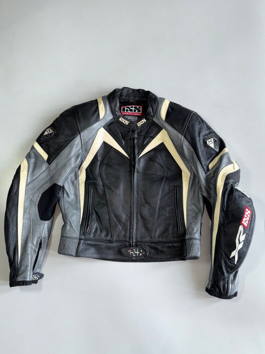 IXS Motorcycle Genuine Leather Racing Jacket CE Armor Ready Colorblock (M)