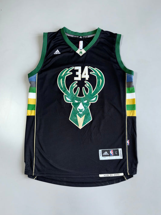 Adidas NBA Milwaukee Bucks Giannis Antetokounmpo #34 Swingman Jersey (L)