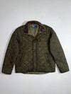 Polo by Ralph Lauren Olive Quilted Jacket with Brown Corduroy Collar  (M)