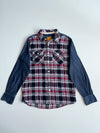 Edwin Blue Trail Plaid Flannel Shirt with Denim Sleeves (M)