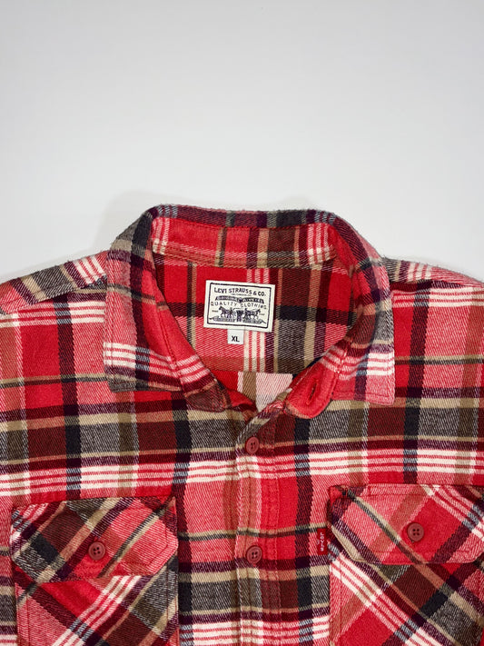 Levi’s Plaid Flannel Shirt – Red/Multicolor,Heavy (XL)