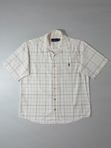 Ralph Lauren Windowpane Check Short Sleeve Shirt Off-White (M/L)