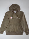 Champion Big Script Logo Pullover Hoodie – Olive Green, (L)