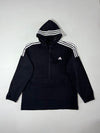 Vintage Adidas Black Three Stripe Half-Zip Anorak Hoodie (XL)
