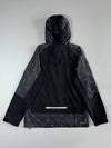 Vintage Reflective Print Full Zip Hooded Windbreaker Jacket Black (M)