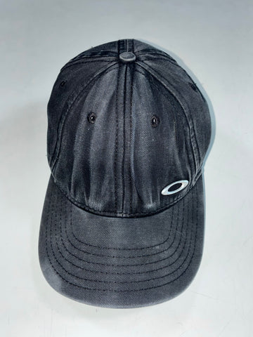 Vintage Oakley Washed Black Cap – Metal O Logo, Made in Mexico (Adjustable)