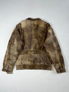 Vintage Arroy Distressed Leather Aviator Bomber Jacket – Tan Brown – Aviation Print Lining (XL)