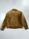 Vintage Tan Suede Leather Zip Bomber Jacket (Xl)