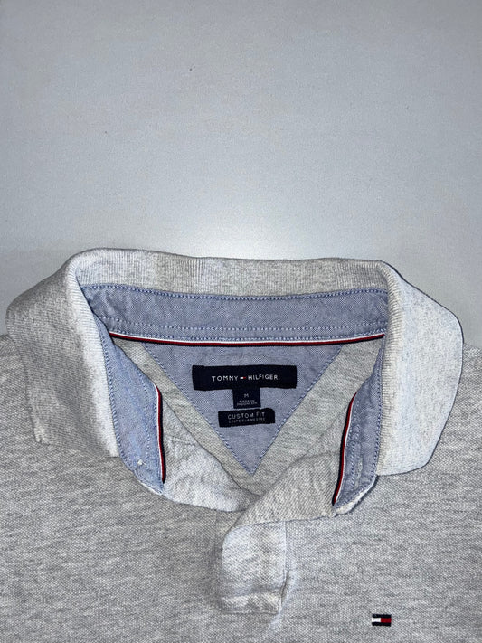 Tommy Hilfiger Vintage Grey Marl Custom Fit Polo T-Shirt (M)