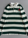 Polo Ralph Lauren Rugby Shirt Green & White Striped Long Sleeve Polo w/ Rose Embroidery, Men’s (XL)