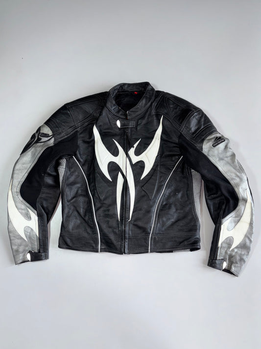 Hein Gericke Pro Stars Pure Leather Moto Racing Jacket Tribal Graphic Padded (M)