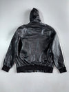 Vintage Pure Leather Double Zipper Hooded Jacket With Detachable Cap (2XL)