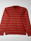 Tommy Hilfiger Striped V-Neck Knit Sweater – Rust Orange  (L)
