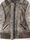 Review  Leather Moto Jacket – Grey/Taupe (XS)