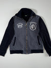Jizo-Bosatsu Japanese Embroidered Sherpa-Lined Zip Jacket "Grace & Fury" – Charcoal/Black (M)