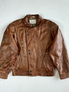 Vintage 90s London Fog Charcoal Leather Bomber – Contrast Suede Collar (M)