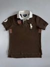 Polo Ralph Lauren Custom Fit Military Patch Rugby Polo – Dark Brown (L)