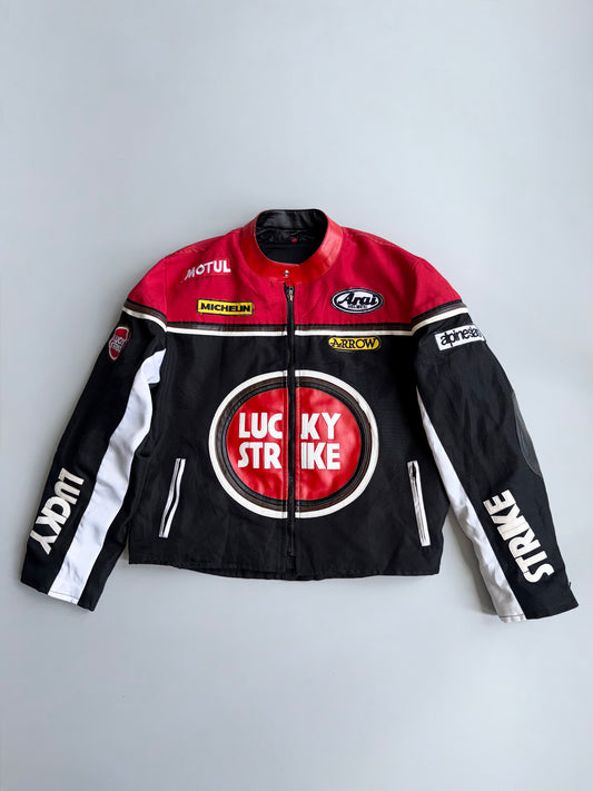 Lucky Strike | Black Red Motul Racing Jacket | Shoulder-and back padded (XL)