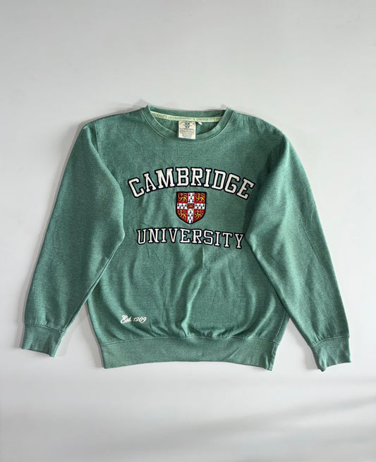 Cambridge University Embroidered Crest Sweatshirt – Sage Green (L)