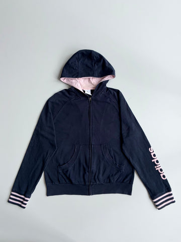 Adidas Navy Pink Linear Logo Zip-Up Hoodie  Size S (women's)