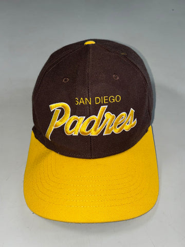 47 Brand San Diego Padres Script Brown & Gold Snapback – Green Underbrim (Adjustable)