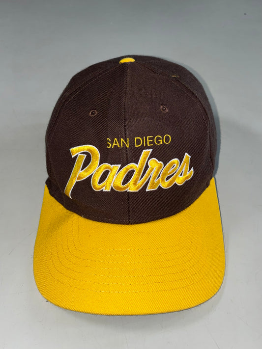 47 Brand San Diego Padres Script Brown & Gold Snapback – Green Underbrim (Adjustable)