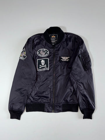 Alpha Industries MA-1 Bomber Jacket w/ Squadron Patches  Black (S)