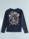 Jizo Street Graphic Long Sleeve T-Shirt | Japanese Skull Back Print Tee (XS)