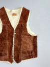 Vintage Brown Suede Sherpa Lined Western Vest(Furr Inside) (S)