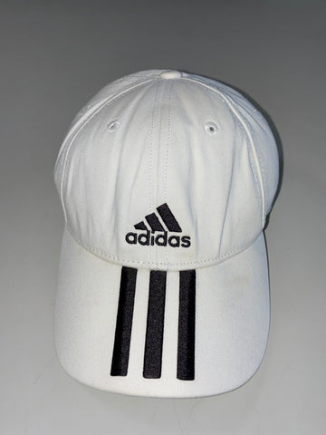 Adidas Baseball 3-Stripes White Cap – Black Embroidered Logo (Adjustable)