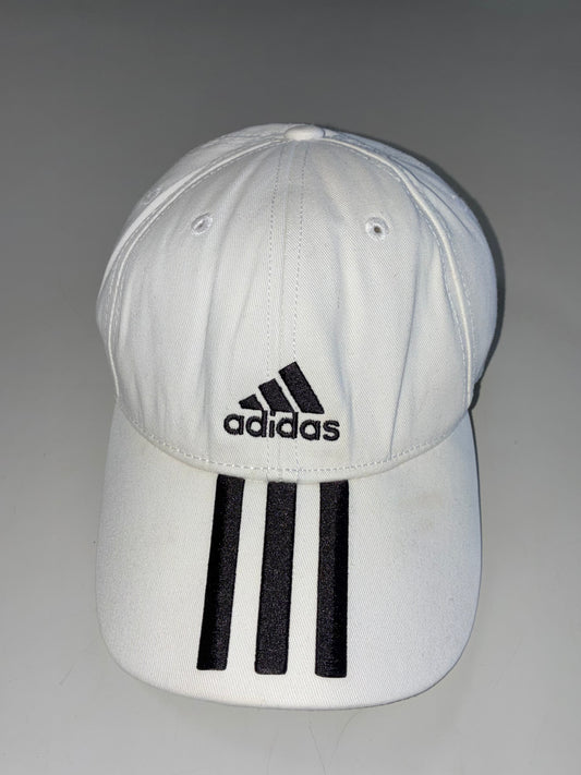 Adidas Baseball 3-Stripes White Cap – Black Embroidered Logo (Adjustable)