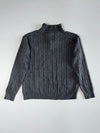 Tommy Hilfiger Charcoal Grey Cable Knit Quarter-Zip Sweater with Flag Logo (XL)