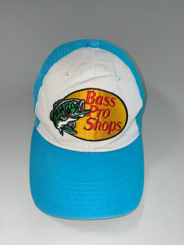 Vintage Bass Pro Shops Blue White Mesh Trucker Cap (Adjustable)