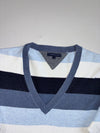 Tommy Hilfiger Blue Striped V-Neck Sweater (S)